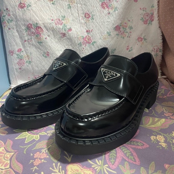 Prada Linea Rossa Shoes - Prada Triangular Logo Loafers